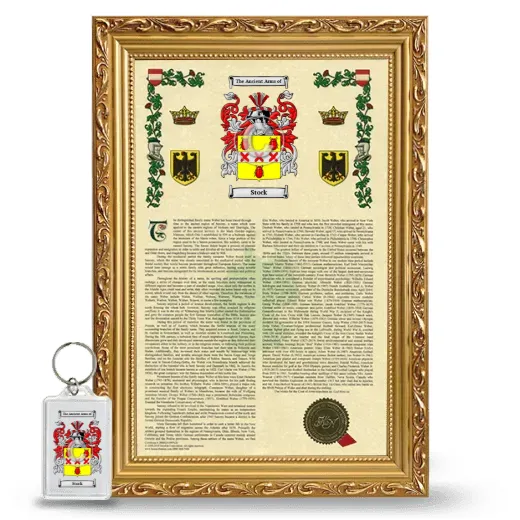Stock Framed Armorial History and Keychain - Gold