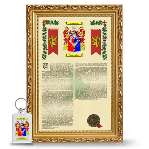 Stonecipher Framed Armorial History and Keychain - Gold