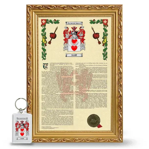 Streiff Framed Armorial History and Keychain - Gold