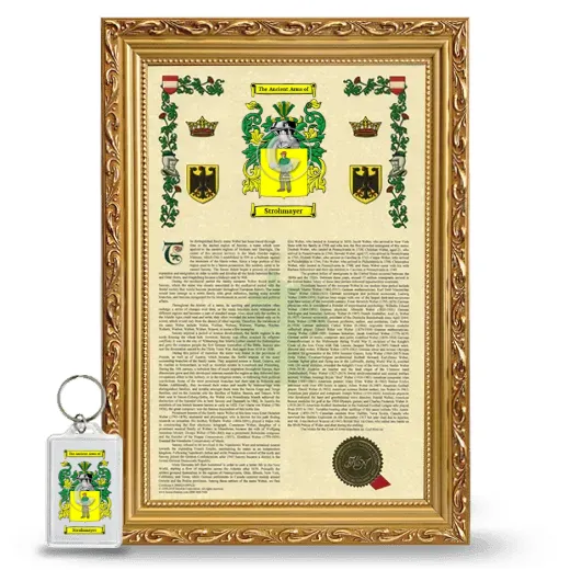Strohmayer Framed Armorial History and Keychain - Gold