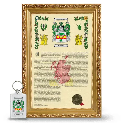 Stronach Framed Armorial History and Keychain - Gold
