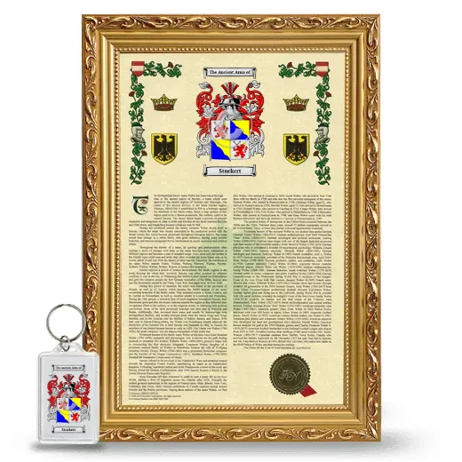 Stuckert Framed Armorial History and Keychain - Gold