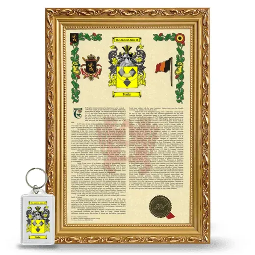 Stuhr Framed Armorial History and Keychain - Gold