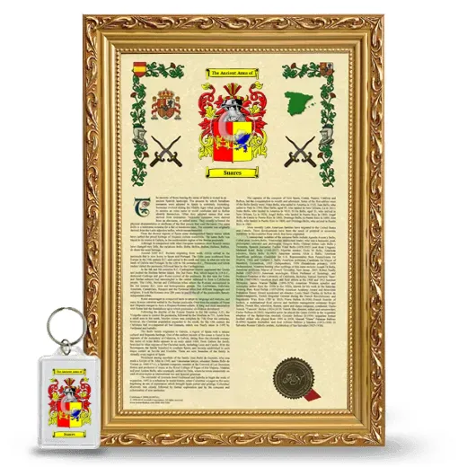 Suares Framed Armorial History and Keychain - Gold