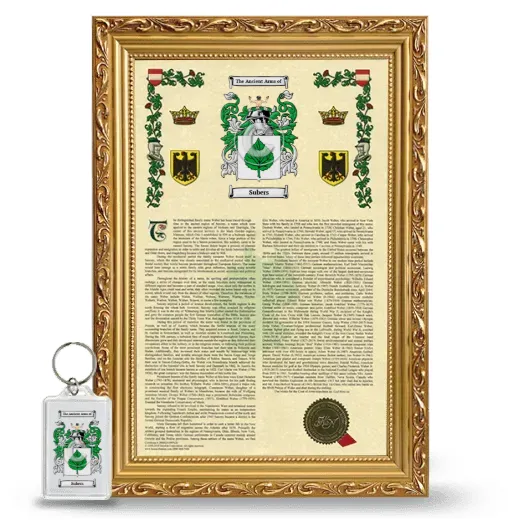 Subers Framed Armorial History and Keychain - Gold