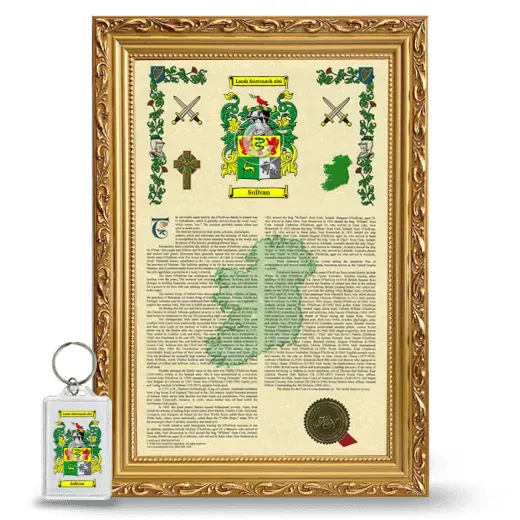 Sulivan Framed Armorial History and Keychain - Gold