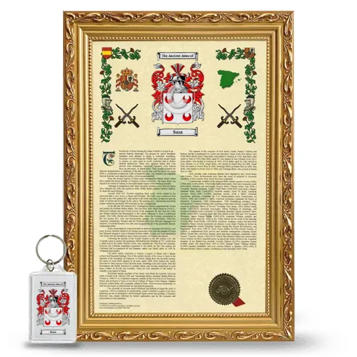 Susa Framed Armorial History and Keychain - Gold