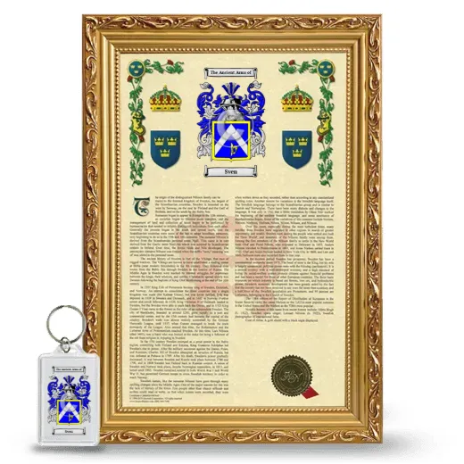 Sven Framed Armorial History and Keychain - Gold