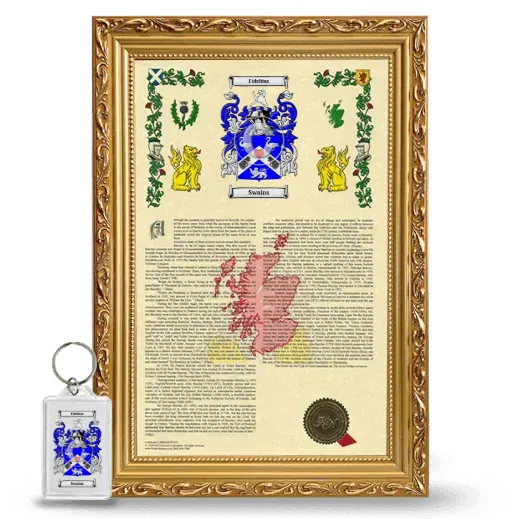Swains Framed Armorial History and Keychain - Gold