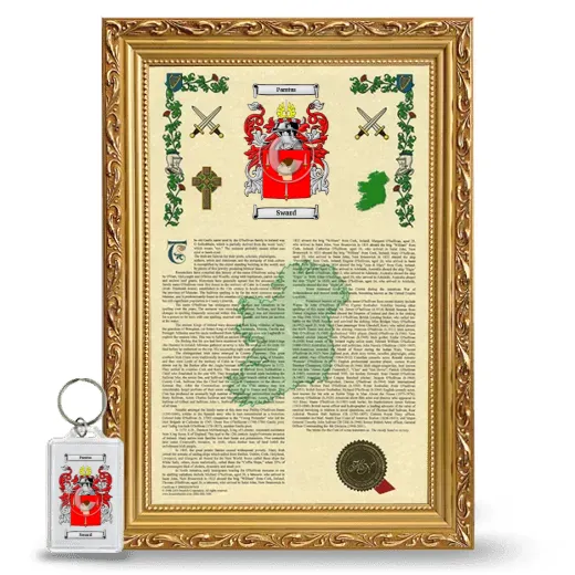 Sward Framed Armorial History and Keychain - Gold