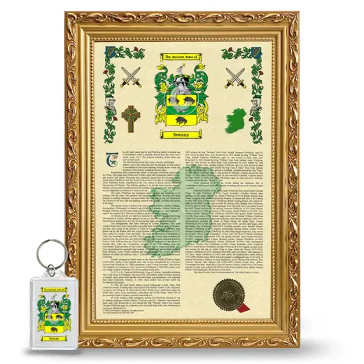 Sweany Framed Armorial History and Keychain - Gold