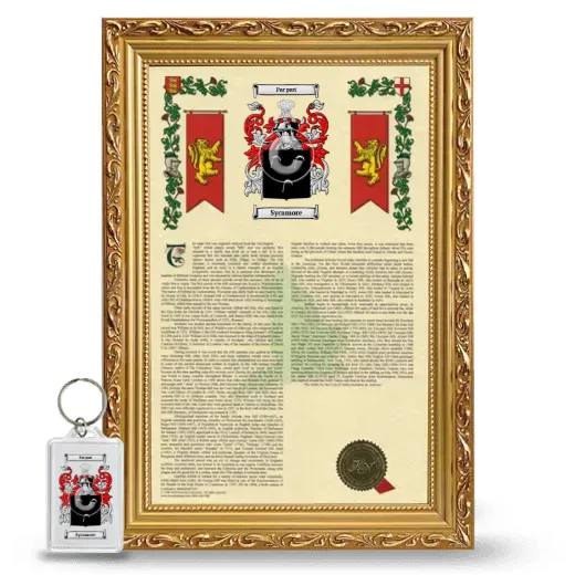 Sycamore Framed Armorial History and Keychain - Gold