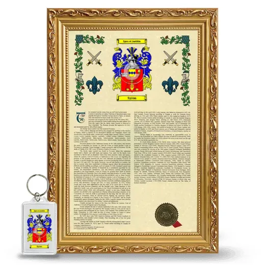 Syron Framed Armorial History and Keychain - Gold