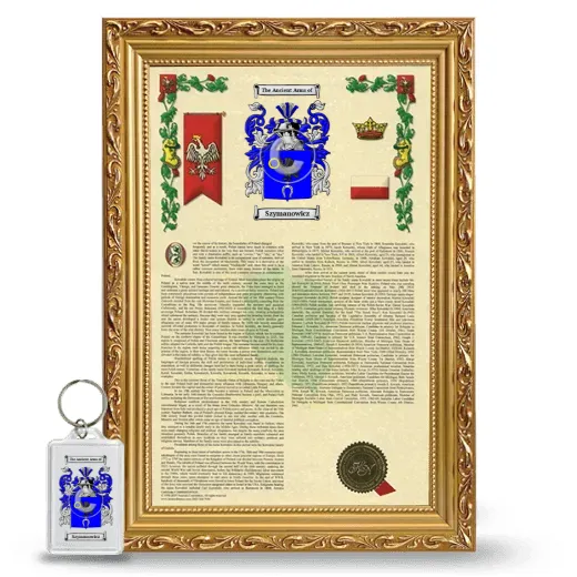 Szymanowicz Framed Armorial History and Keychain - Gold