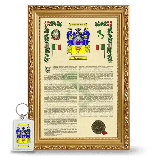 Tamburin Framed Armorial History and Keychain - Gold