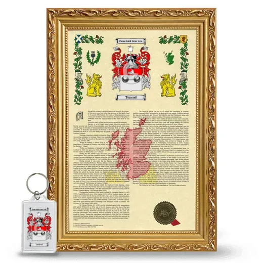 Tenend Framed Armorial History and Keychain - Gold