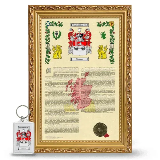 Tennan Framed Armorial History and Keychain - Gold