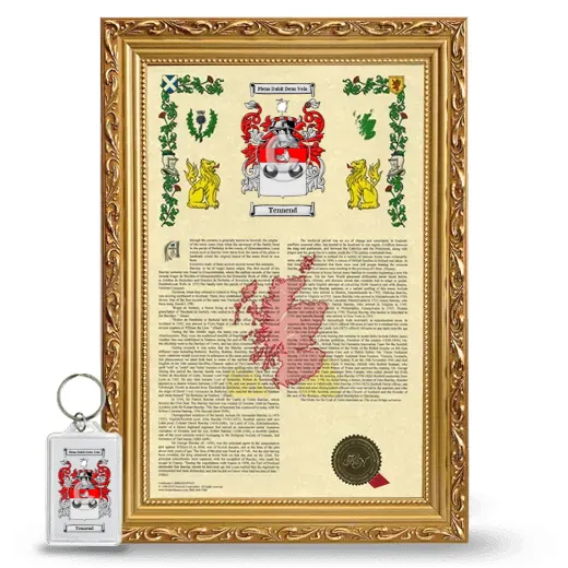 Tennend Framed Armorial History and Keychain - Gold