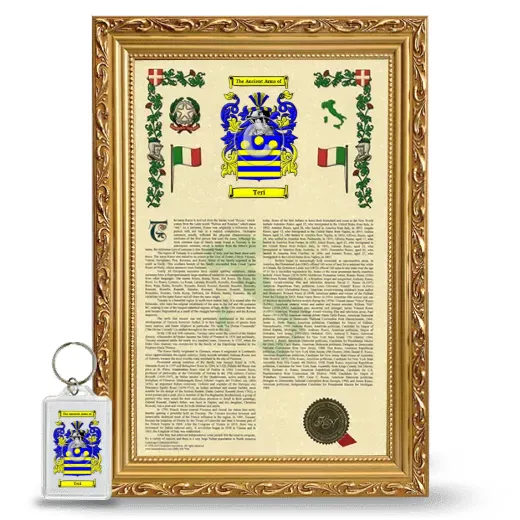Teri Framed Armorial History and Keychain - Gold