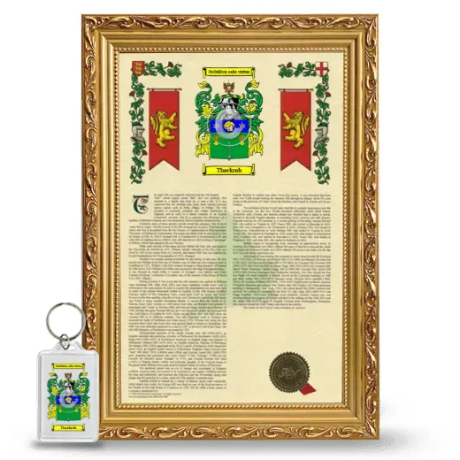 Thackrah Framed Armorial History and Keychain - Gold