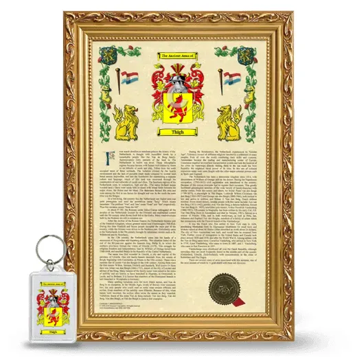 Thigh Framed Armorial History and Keychain - Gold