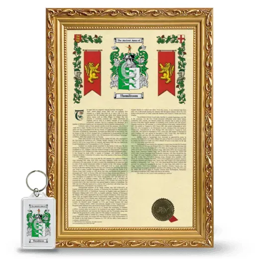 Thomlinson Framed Armorial History and Keychain - Gold