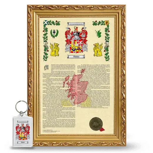 Thoms Framed Armorial History and Keychain - Gold