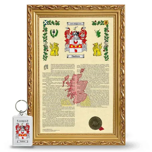 Thorburn Framed Armorial History and Keychain - Gold