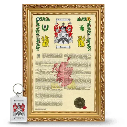 Thoresby Framed Armorial History and Keychain - Gold