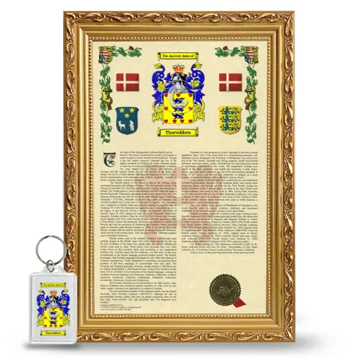 Thorvaldsen Framed Armorial History and Keychain - Gold