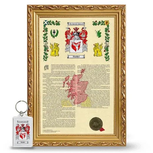 Threkel Framed Armorial History and Keychain - Gold