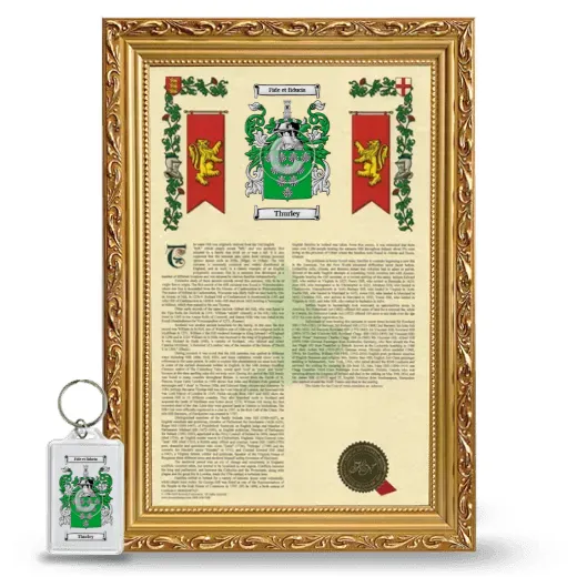Thurley Framed Armorial History and Keychain - Gold