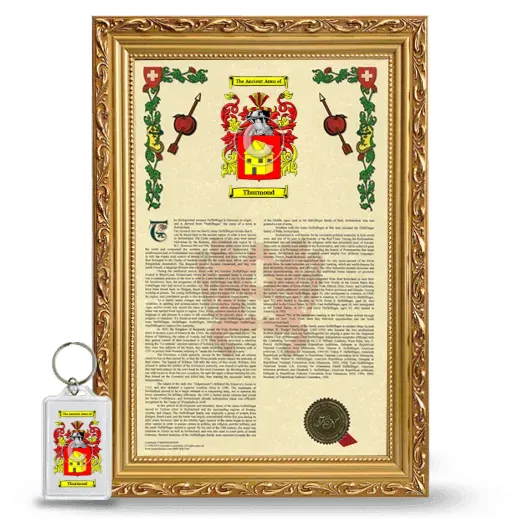Thurmond Framed Armorial History and Keychain - Gold