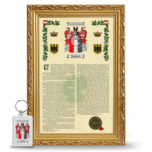 Tiefenbach Framed Armorial History and Keychain - Gold