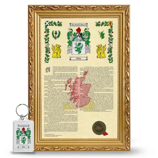 Tives Framed Armorial History and Keychain - Gold
