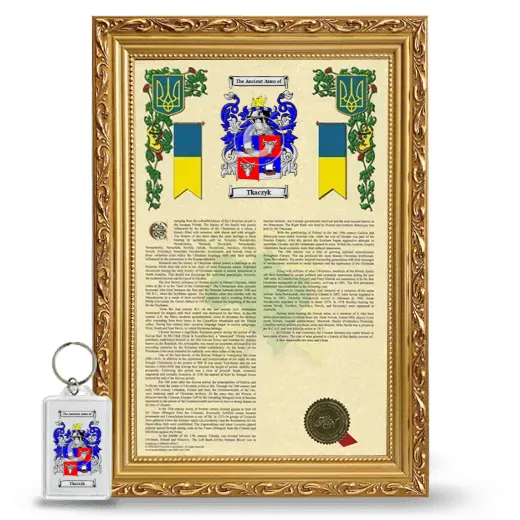Tkaczyk Framed Armorial History and Keychain - Gold