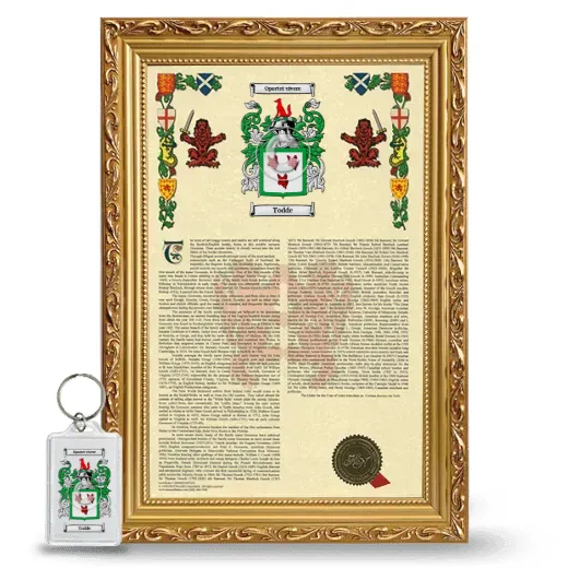 Todde Framed Armorial History and Keychain - Gold