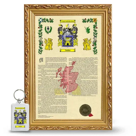 Torries Framed Armorial History and Keychain - Gold