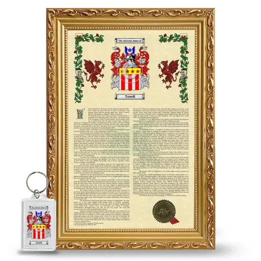 Towell Framed Armorial History and Keychain - Gold