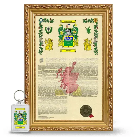 Towle Framed Armorial History and Keychain - Gold