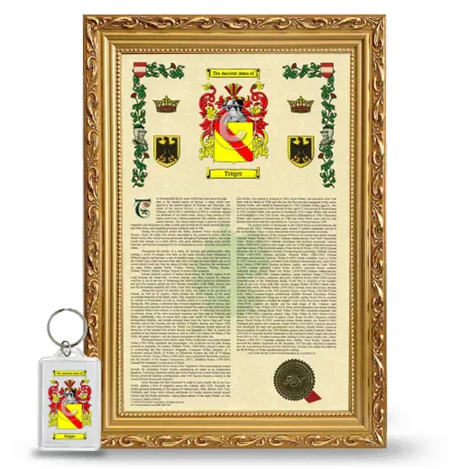 Träger Framed Armorial History and Keychain - Gold