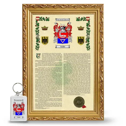 Trader Framed Armorial History and Keychain - Gold