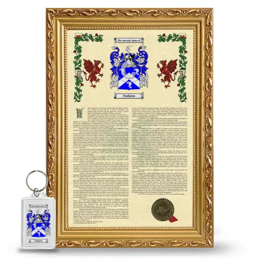 Traharn Framed Armorial History and Keychain - Gold