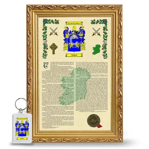 Trahee Framed Armorial History and Keychain - Gold