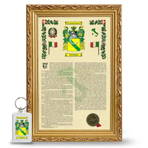 Traversara Framed Armorial History and Keychain - Gold