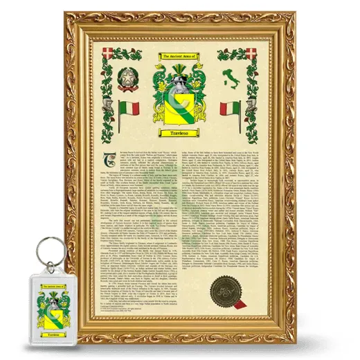 Travieso Framed Armorial History and Keychain - Gold
