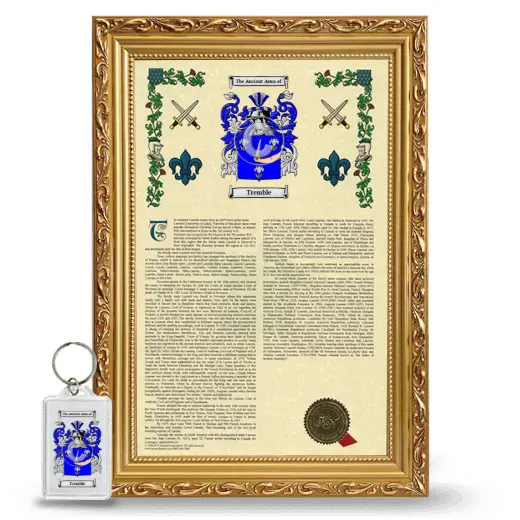 Tremble Framed Armorial History and Keychain - Gold
