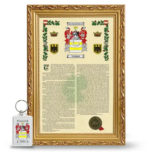 Trenbach Framed Armorial History and Keychain - Gold