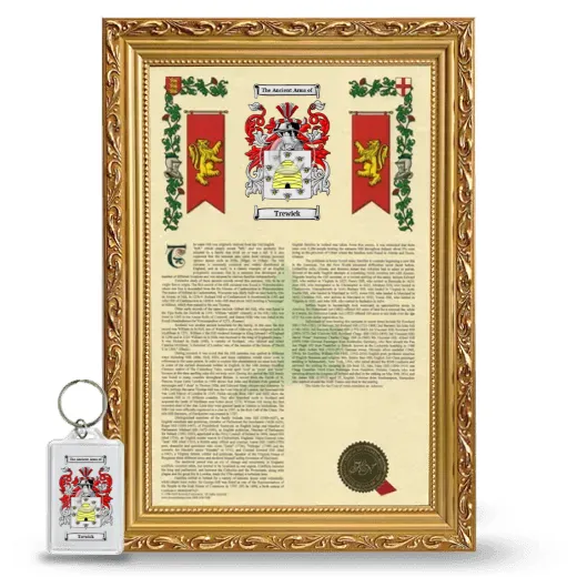 Trewick Framed Armorial History and Keychain - Gold
