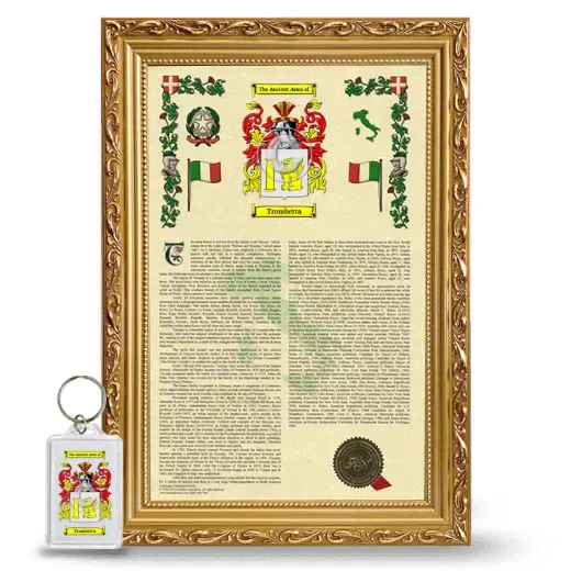 Trombetta Framed Armorial History and Keychain - Gold